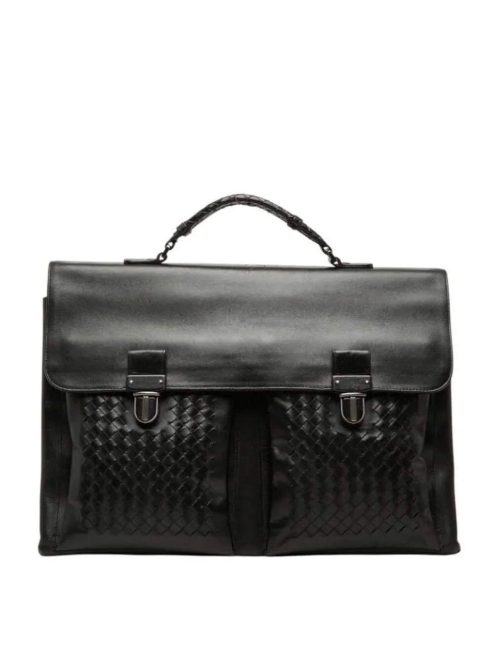 Bottega Veneta Intrecciato Briefcase Business Black Leather